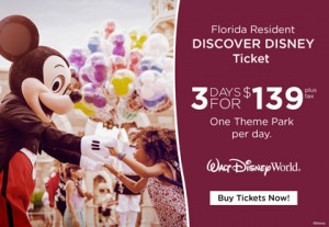 Discover Disney Ticket 3 days for $139