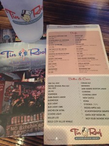 Tin ROof Menu