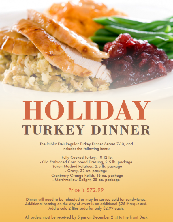 holiday turkey dinner menu